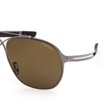 Tom Ford Mens Brown Lens Grey Aviator Sunglasses with 100% UV Protection - FT0829 61 12J