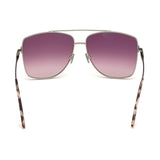 Tom Ford Womens Purple Lens Silver Square Sunglasses with 100% UV Protection - FT0838 61 16U