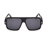 Tom Ford Mens Grey Lens Black Pilot Sunglasses with 100% UV Protection - FT0933 58 01A