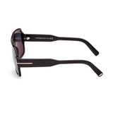 Tom Ford Mens Grey Lens Black Pilot Sunglasses with 100% UV Protection - FT0933 58 01A