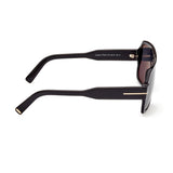 Tom Ford Mens Grey Lens Black Pilot Sunglasses with 100% UV Protection - FT0933 58 01A