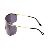 Tom Ford Mens Grey Lens Gold Shield Sunglasses with 100% UV Protection - FT0980 00 30A