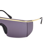 Tom Ford Mens Grey Lens Gold Shield Sunglasses with 100% UV Protection - FT0980 00 30A
