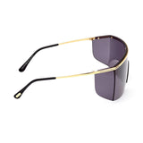Tom Ford Mens Grey Lens Gold Shield Sunglasses with 100% UV Protection - FT0980 00 30A