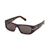Tom Ford Unisex Grey Lens Brown Rectangular Sunglasses with 100% UV Protection - FT0986 56 52A