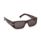 Tom Ford Unisex Grey Lens Brown Rectangular Sunglasses with 100% UV Protection - FT0986 56 52A
