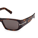 Tom Ford Unisex Grey Lens Brown Rectangular Sunglasses with 100% UV Protection - FT0986 56 52A