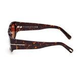 Tom Ford Unisex Burgundy Lens Brown Square Sunglasses with 100% UV Protection - FT0987 53 52S