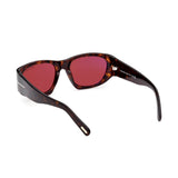 Tom Ford Unisex Burgundy Lens Brown Square Sunglasses with 100% UV Protection - FT0987 53 52S
