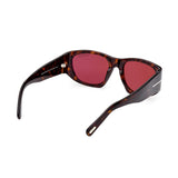 Tom Ford Unisex Burgundy Lens Brown Square Sunglasses with 100% UV Protection - FT0987 53 52S