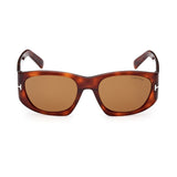 Tom Ford Mens Brown Lens Brown Oval Sunglasses with 100% UV Protection - FT0987 53 53E