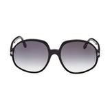 Tom Ford Womens Grey Lens Black Round Sunglasses with 100% UV Protection - FT0991 61 01B