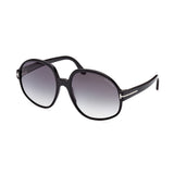 Tom Ford Womens Grey Lens Black Round Sunglasses with 100% UV Protection - FT0991 61 01B