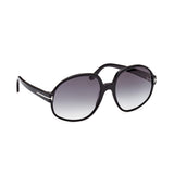Tom Ford Womens Grey Lens Black Round Sunglasses with 100% UV Protection - FT0991 61 01B