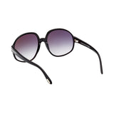 Tom Ford Womens Grey Lens Black Round Sunglasses with 100% UV Protection - FT0991 61 01B