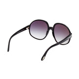 Tom Ford Womens Grey Lens Black Round Sunglasses with 100% UV Protection - FT0991 61 01B