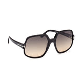 Tom Ford Womens Grey Lens Black Geometric Sunglasses with 100% UV Protection - FT0992 60 01B