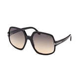 Tom Ford Womens Grey Lens Black Geometric Sunglasses with 100% UV Protection - FT0992 60 01B