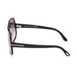 Tom Ford Womens Grey Lens Black Geometric Sunglasses with 100% UV Protection - FT0992 60 01B