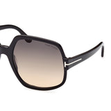 Tom Ford Womens Grey Lens Black Geometric Sunglasses with 100% UV Protection - FT0992 60 01B