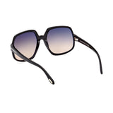 Tom Ford Womens Grey Lens Black Geometric Sunglasses with 100% UV Protection - FT0992 60 01B