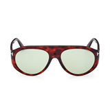 Tom Ford Mens Green Lens Red Pilot Sunglasses with 100% UV Protection - FT1001 57 54N