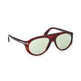 Tom Ford Mens Green Lens Red Pilot Sunglasses with 100% UV Protection - FT1001 57 54N