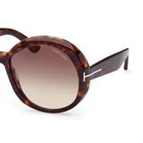 Tom Ford Womens Grey Lens Brown Oversized Sunglasses with 100% UV Protection - FT1010 62 52B