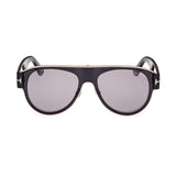 Tom Ford Unisex Grey Lens Black Pilot Sunglasses with 100% UV Protection - FT1074 58 01C