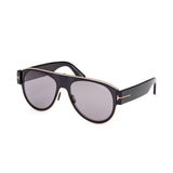Tom Ford Unisex Grey Lens Black Pilot Sunglasses with 100% UV Protection - FT1074 58 01C