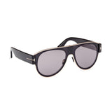 Tom Ford Unisex Grey Lens Black Pilot Sunglasses with 100% UV Protection - FT1074 58 01C
