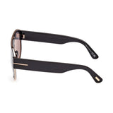 Tom Ford Unisex Grey Lens Black Pilot Sunglasses with 100% UV Protection - FT1074 58 01C