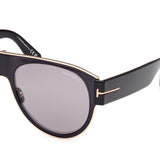 Tom Ford Unisex Grey Lens Black Pilot Sunglasses with 100% UV Protection - FT1074 58 01C