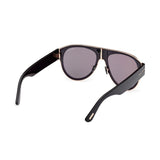 Tom Ford Unisex Grey Lens Black Pilot Sunglasses with 100% UV Protection - FT1074 58 01C