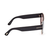 Tom Ford Unisex Grey Lens Black Pilot Sunglasses with 100% UV Protection - FT1074 58 01C