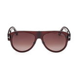 Tom Ford Unisex Red Lens Brown Pilot Sunglasses with 100% UV Protection - FT1074 58 48T
