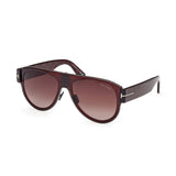 Tom Ford Unisex Red Lens Brown Pilot Sunglasses with 100% UV Protection - FT1074 58 48T