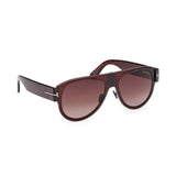 Tom Ford Unisex Red Lens Brown Pilot Sunglasses with 100% UV Protection - FT1074 58 48T