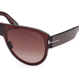 Tom Ford Unisex Red Lens Brown Pilot Sunglasses with 100% UV Protection - FT1074 58 48T