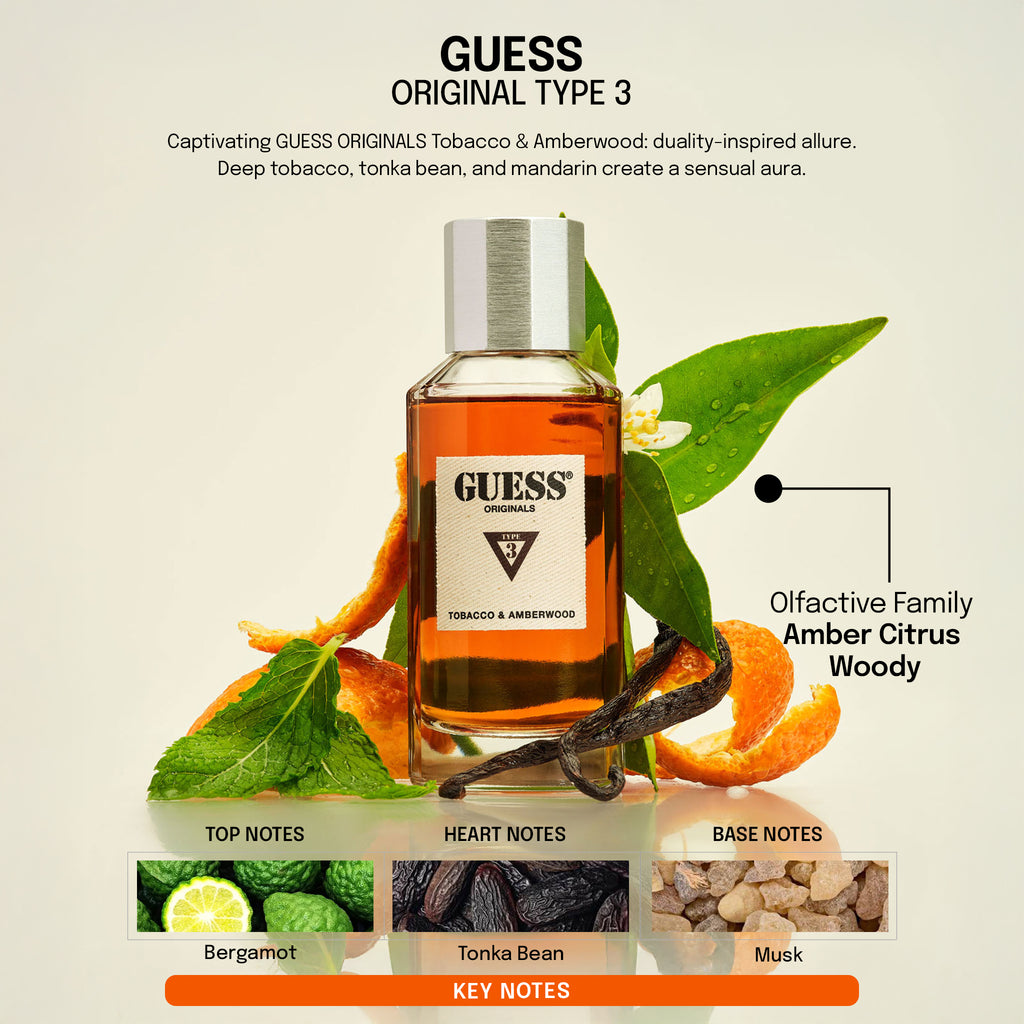 guess originals type 3 tobacco & amberwood Shop Gues EDT 100ml, Clear This perfume doesnt just sit on you Guess Original Type 3 Eau