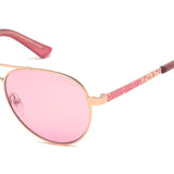 Guess Kids Red Lens Rose Pilot Sunglasses with 100% UV Protection - GU9187 51 28S