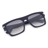 Idee Smoke Gradient Fm Lens Square Sunglass Full Rim Shiny Blue-Shiny Silver Part Frame With 100% Uv Protection - Ids2756C6Sg
