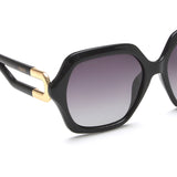 Idee Smoke Gradient Lens Square Sunglass Full Rim Shiny Black Frame With 100% Uv Protection - Ids2860C1Psg