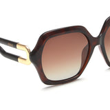 Idee Brown Gradient Lens Square Sunglass Full Rim Shiny Brown Demi Frame With 100% Uv Protection - Ids2860C2Psg