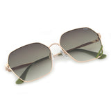 Idee Green Gradient Lens Square Sunglass Full Rim Shiny Light Gold Frame With 100% Uv Protection - Ids2869C4Sg