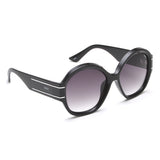 Idee Smoke Gradient Lens Oval Sunglass Full Rim Shiny Black-Shiny White Frame With 100% Uv Protection - Ids2880C1Sg