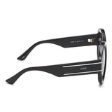 Idee Smoke Gradient Lens Oval Sunglass Full Rim Shiny Black-Shiny White Frame With 100% Uv Protection - Ids2880C1Sg