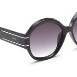 Idee Smoke Gradient Lens Oval Sunglass Full Rim Shiny Black-Shiny White Frame With 100% Uv Protection - Ids2880C1Sg