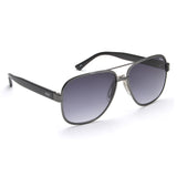 Idee Smoke Gradient Lens Square Sunglass Full Rim Shiny Dark Gun Frame With 100% Uv Protection - Ids2897C1Sg