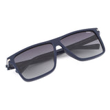 Idee Smoke Gradient Lens Square Sunglass Full Rim Shiny Blue-Shiny Silver Frame With 100% Uv Protection - Ids2905C4Psg